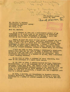 Letter to Charles Mulford from Frank A. Warren, April 25, 1942