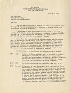 Wilbur McCormack's Letter to the Registrar (1949)