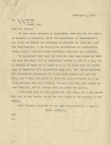 Letter to Thomas D. Patton from Springfield College (Feb. 1, 1908)