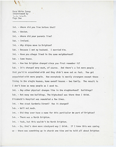 Transcript of oral history interview with Nora White Casey and Andrew Casey