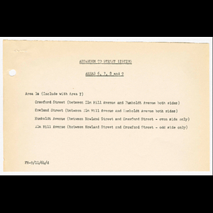 Addendum to street listing areas 6, 7, 8 and 9 and street listing areas 6, 7, 8 and 9