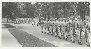 Army Air Corps trainees marching down Hickory Street (July 1943)