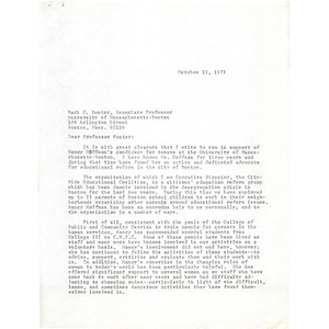 Letter, Badi G. Foster, October 15, 1975.