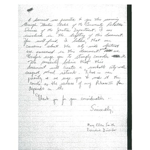 Handwritten draft from Mary Ellen Smith to Judge W. Arthur Garrity.