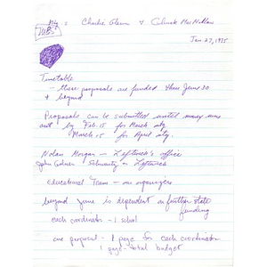 Meeting Notes, Citywide Educational Coalition with Charles McMillan and Charles Glen, January 27, 1975.