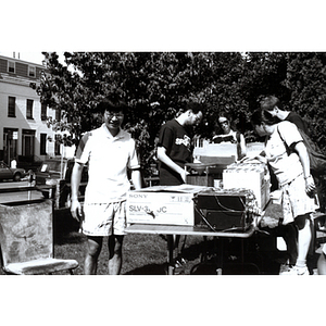 Shoppers at an outdoor sale