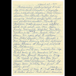 Minutes of Goldenaires meeting held April 28, 1977