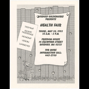 Flier for Roxbury Goldenaires health fair