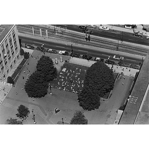 The quadrangle at Northeastern University from above