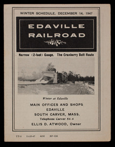 Edaville Railroad Winter Schedule, 1947