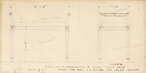 "Bench of Mahogany & Inlay - Cane Seat"