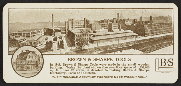 Trade card for Brown & Sharpe Tools, Providence, Rhode Island, undated