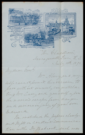 John S. Almy to Thomas Lincoln Casey, July 18, 1893