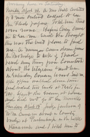 Thomas Lincoln Casey Notebook, February 1890-April 1890, 84, coming here on Saturday