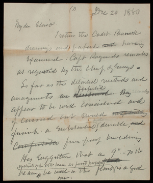 Thomas Lincoln Casey to [George H.] Elliot, December 20, 1880