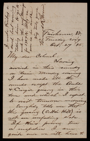 Bernard R. Greene to Thomas Lincoln Casey, October 27, 1885