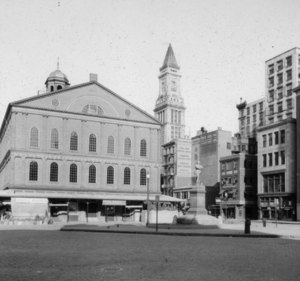"Adams Sq., looking east to Faneuil Hall"