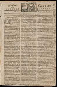 The Boston-Gazette, and Country Journal, 7 November 1774