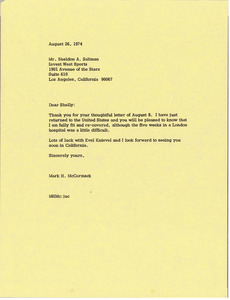 Letter from Mark H. McCormack to Sheldon A. Saltman