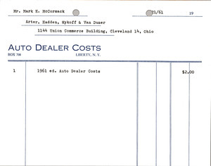 Auto Dealer Costs Invoice