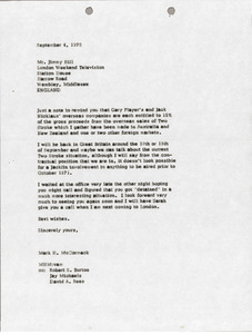 Letter from Mark H. McCormack to Jimmy Hill