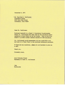 Letter from Judy Chilcote to Dr. Raymond A. Van Ommen