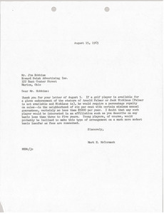 Letter from Mark H. McCormack to Jim Hobbins