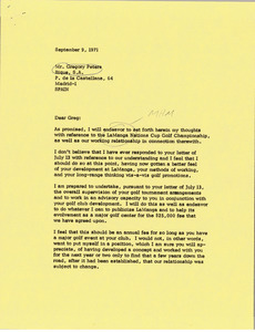 Letter from Mark H. McCormack to Gregory Peters