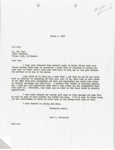 Letter from Mark H. McCormack to Bob Hope