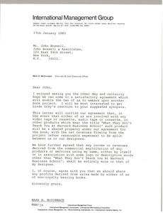 Letter from Mark H. McCormack to John Boswell