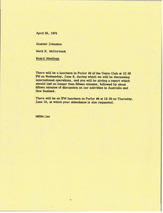 Memorandum from Mark H. McCormack to Alastair Johnston