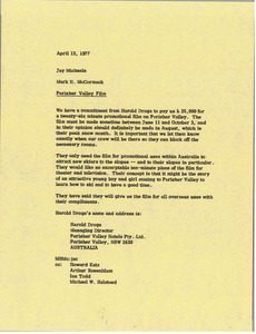 Memorandum from Mark H. McCormack to Jay Michaels