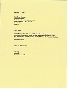 Letter from Mark H. McCormack to Jesse S. Rinehart