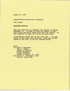 Memorandum from Hans Kramer to administrative operational committee