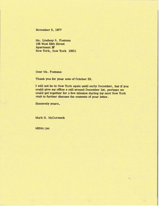 Letter from Mark H. McCormack to Lindsay A. Fontana