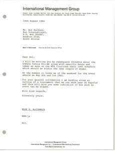 Letter from Mark H. McCormack to Sol Kerzner