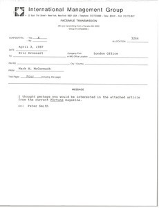 Memorandum from Mark H. McCormack to Eric Drossart