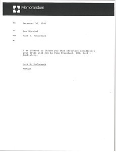 Memorandum from Mark H. McCormack to Bev Norwood