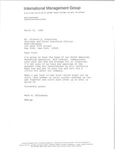 Letter from Mark H. McCormack to Richard Q. Armstrong