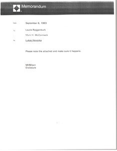 Memorandum from Mark H. McCormack to Laurie Roggenburk