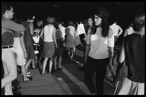 Crowd milling about prior to the Beatles concert at the Washington Coliseum