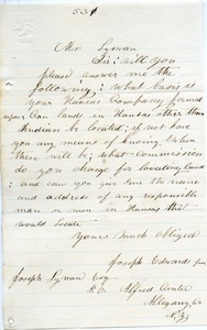 Letter from Joseph Edwards to Joseph B. Lyman