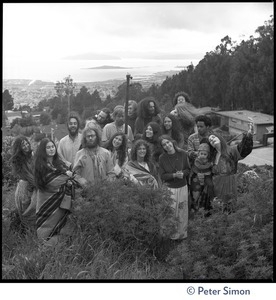 Amazing Grace members on a San Francisco hillside (Russian Hill?), overlooking the Bay