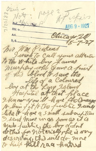 Letter from Frank St. Claire to William Pickens