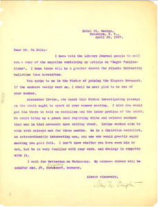 Letter from Mary White Ovington to W. E. B. Du Bois