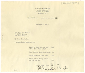 Letter from Nail & Parker real estate to W. E. B. Du Bois