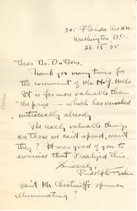 Letter from Rudolph Fisher to W. E. B. Du Bois