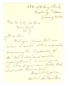 Letter from Herbert G. Newton to W. E. B. Du Bois