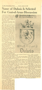 Name of Dubois is selected for coat-of-arms discussion