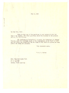 Letter from W. E. B. Du Bois to Vina Wadlington Webb